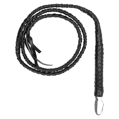 Chicote preto trançado em couro sintético