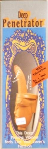 Embalagem de vibrador Deep Penetrator com texto e selo laranja