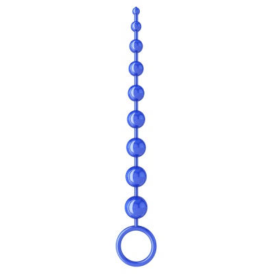 Conjunto de contas anais em plástico azul com esferas e anel