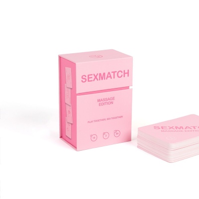 Caixa e cartas do jogo SEXMATCH edição massagem em rosa