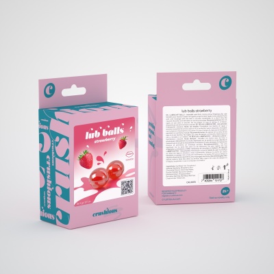 Embalagem de lubrificantes lub balls strawberry com ilustração de morango