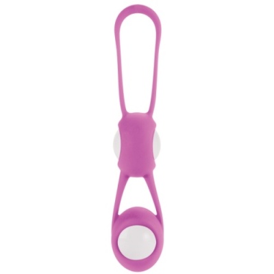 Acessório pequeno rosa em silicone com duas partes brancas