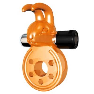 Acessório laranja com parafusos hexagonais e detalhe preto