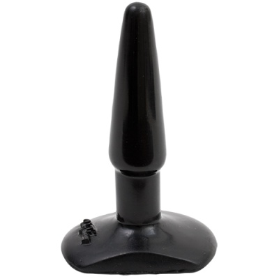 Plug anal preto em silicone com base larga