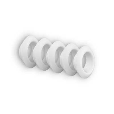 Cinco anéis brancos alinhados