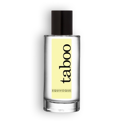 Frasco de perfume Taboo com tampa preta e rótulo amarelo claro