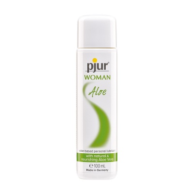 Frasco branco de lubrificante pessoal pjur WOMAN Aloe com tampa