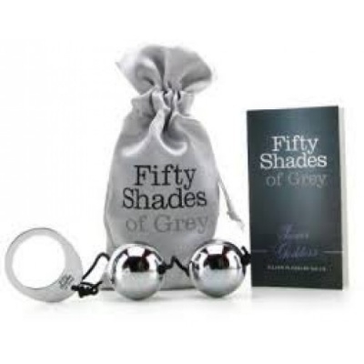 Conjunto de bolas Ben Wa metálicas prateadas com bolsa cinza e caixa 'Fifty Shades of Grey'