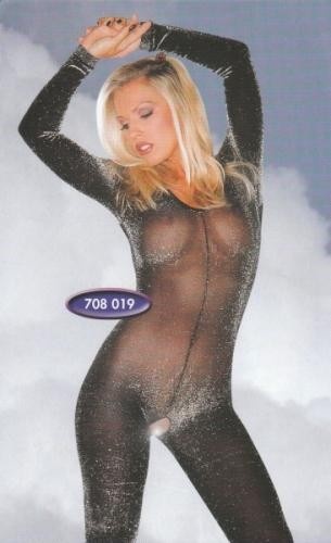 Body inteiro preto transparente brilhante com mangas compridas