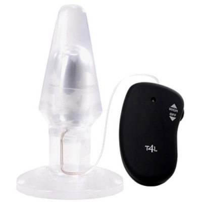 Plug anal transparente com controlo remoto preto