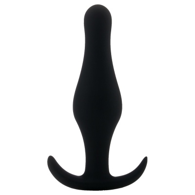 Plug anal preto em silicone com base curva