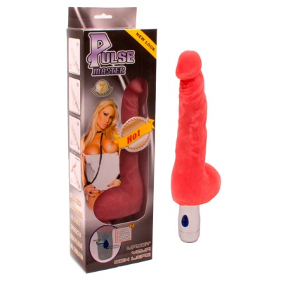 Vibrador vermelho com embalagem Pulse Master e texto HOT