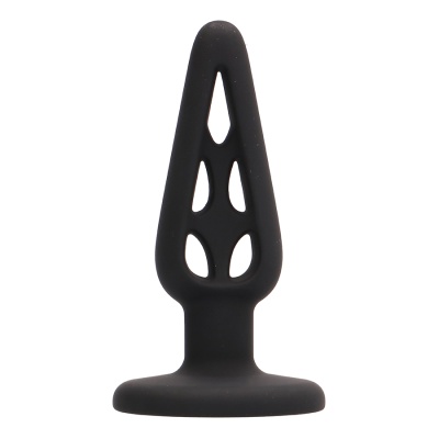 Plug anal preto em silicone com design oco