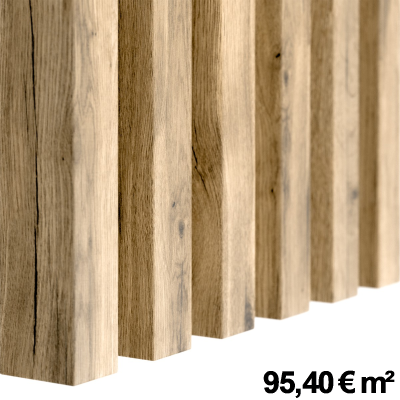 Painéis verticais de madeira natural com diferentes tons castanho