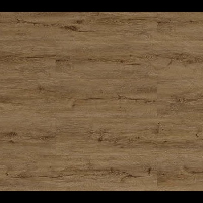 Piso vinílico castanho com padrão de madeira