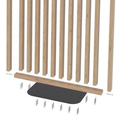 Kit de peças de madeira, placa preta e parafusos para montagem