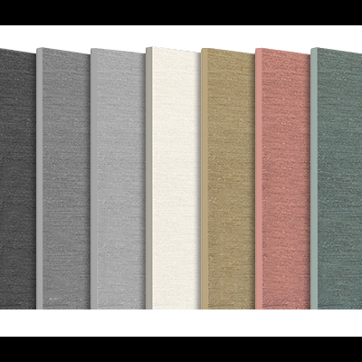 Sete painéis com texturas têxteis em várias cores