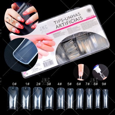 Embala 500 unidades de tips unhas artificiais transparentes em vários tamanhos numerados