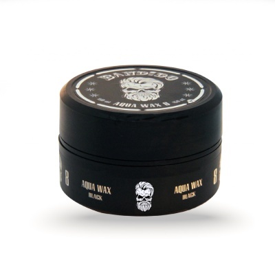 Pote preto de cera capilar Aqua Wax Black com rótulo BANDIDO e design de caveira