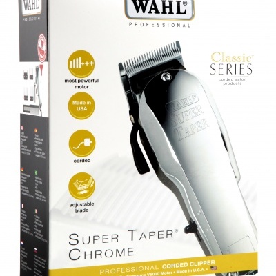 Embalagem de máquina de cortar cabelo WAHL Super Taper Chrome