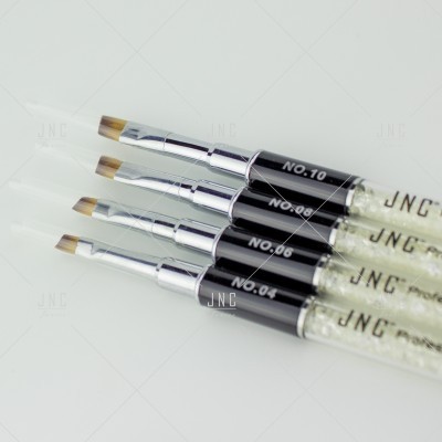 Conjunto de pincéis com cabos transparentes com partículas brilhantes e números impressos