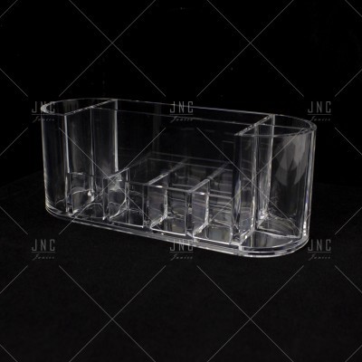 Recipiente organizador de acrílico transparente com vários compartimentos