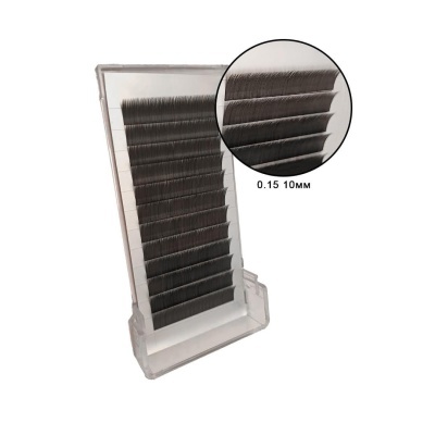 Extensão pestanas pretas em caixa plástica com texto 0.15 10ММ