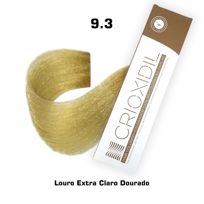 Amostra de cabelo loiro extra claro dourado com embalagem Crixidil