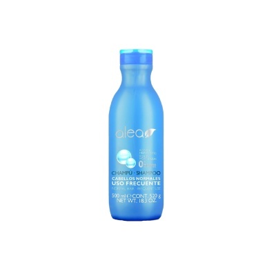 Frasco azul de champô Alea para cabelos normais com 500 ml