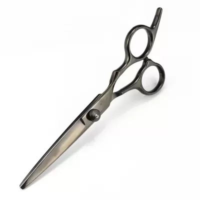 Tesoura profissional de cabeleireiro em metal prateado