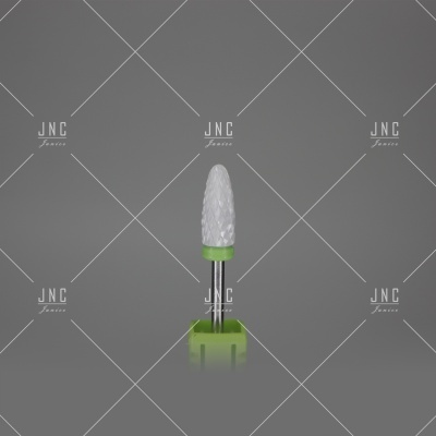 Broca de cerâmica branca com base verde e haste metálica