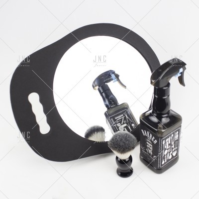 Conjunto de barbear com espelho, escova e frasco spray preto