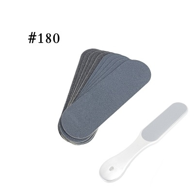 Lixas de pés cinzentas e espátula branca com abrasivo cinzento