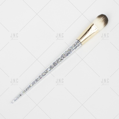 Pincel de maquilhagem com cabo transparente e pedras brilhantes