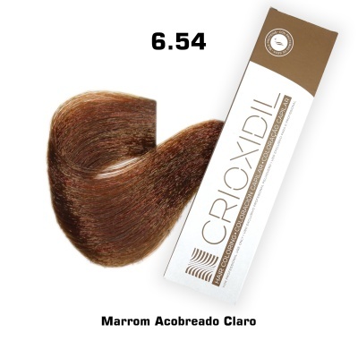 Amostra de cor de cabelo castanho acobreado claro com embalagem CroxDIL