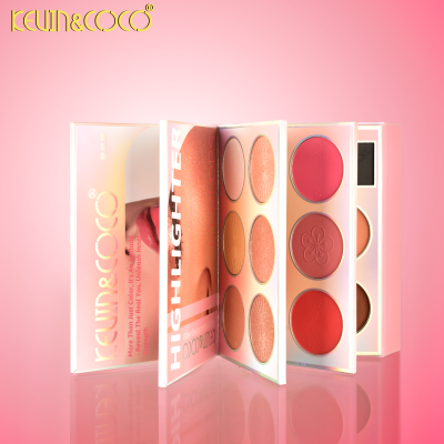 Paleta de maquilhagem KEVIN&COCO com iluminador, blush e sombras