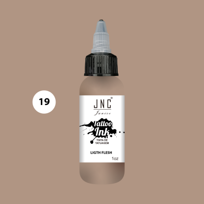 Frasco de tinta para tatuagem JNC Light Flesh com tampa preta e bico aplicador