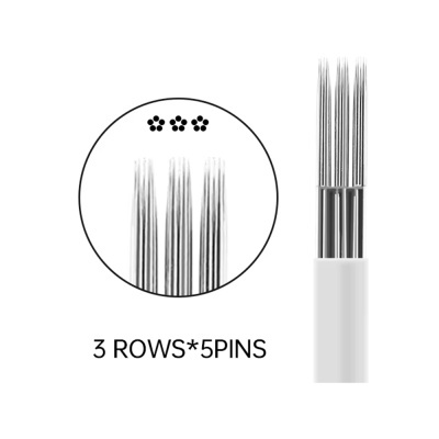 Agulha de tatuagem com 3 filas e 15 pinos metálicos