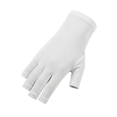 Luva branca de meio dedo em tecido liso