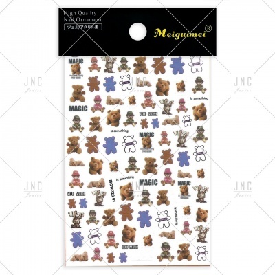 autocolantes para unhas com desenhos de ursinhos e texto em inglês