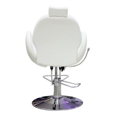 Cadeira de cabeleireiro branca vista de trás