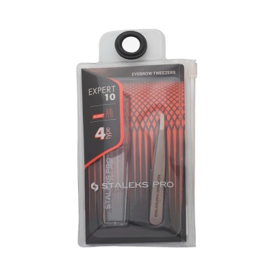 Conjunto para sobrancelhas Staleks Pro Expert 10 embalado em plástico com cartão preto e vermelho
