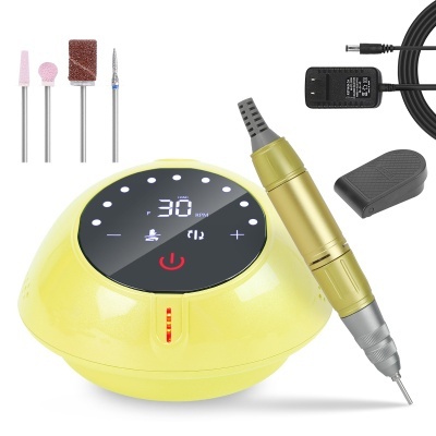 Kit de unha elétrica com base amarela e visor digital