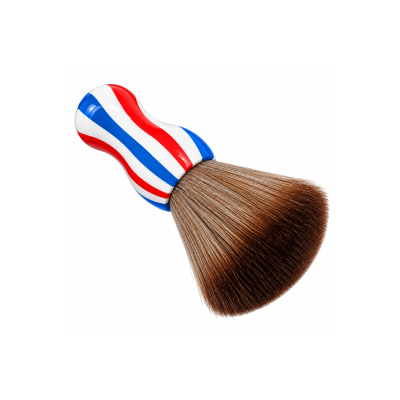 Pincel de barbear com cabo tricolor e cerdas castanhas