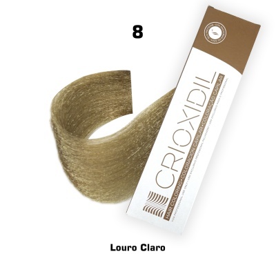 Amostra de cor de cabelo louro claro com embalagem CROXIDIL
