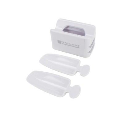 Conjunto branco para arte de unhas com aplicador e duas paletas