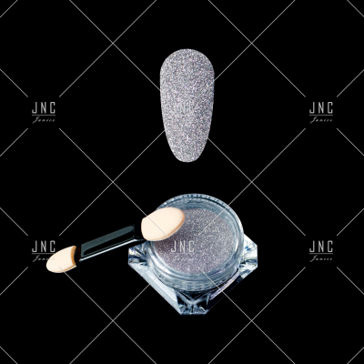 Pote de glitter prateado para unhas com aplicador de esponja