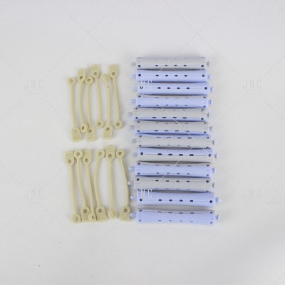 Enroladores de cabelo roxos com ganchos elásticos amarelos claros