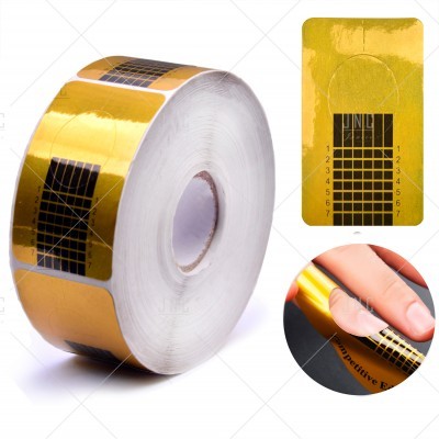 Rolo de autocolantes dourados com grelha preta para unhas