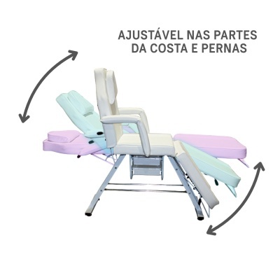 Cadeira reclinável branca ajustável para costas e pernas